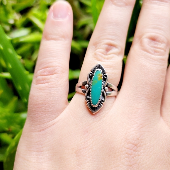 Vintage Bell Trading Post 925 Sterling Silver Turquoise Ring, size 6 - Picture 8 of 12